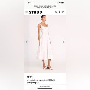 STAUD - WELLS DRESS IVORY CHERRY BLOSSOM TOILE